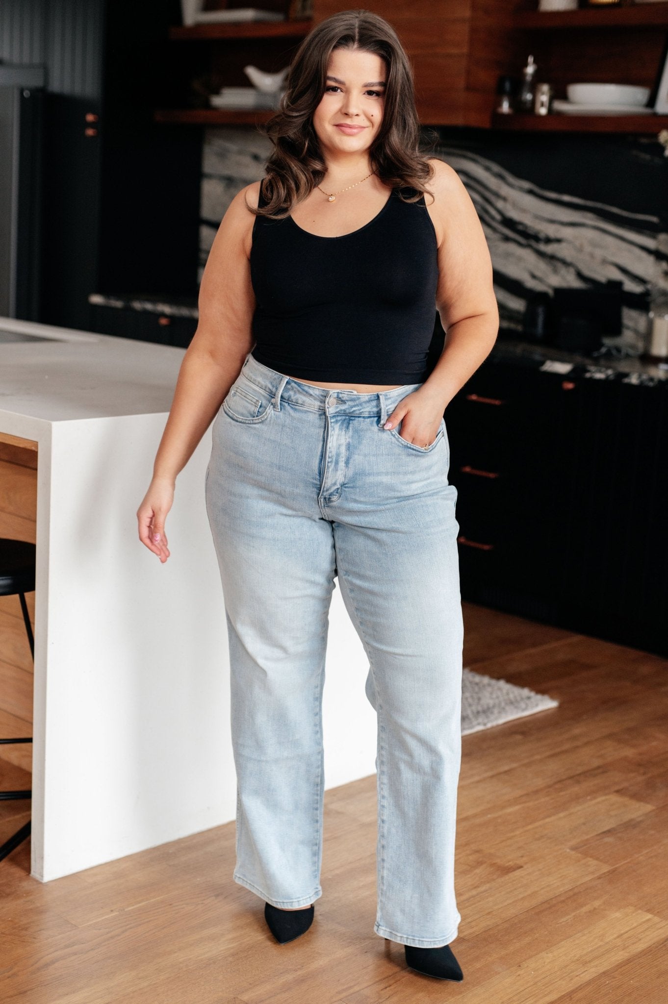 Brooke High Rise Control Top Vintage Wash Straight Jeans - Loving God