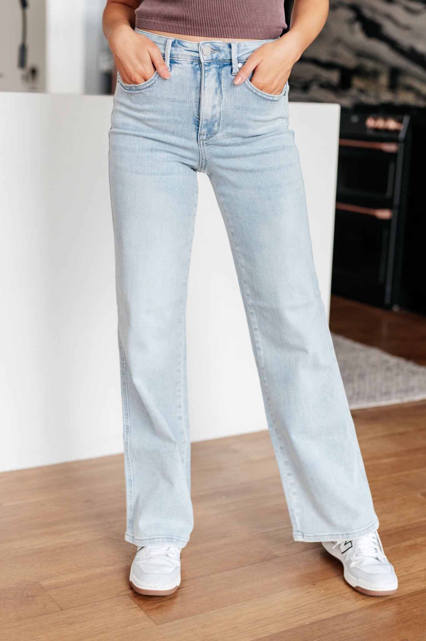 Brooke High Rise Control Top Vintage Wash Straight Jeans - Loving God