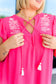 Carnival Flutter Sleeve Dress In Hot Pink - Loving God