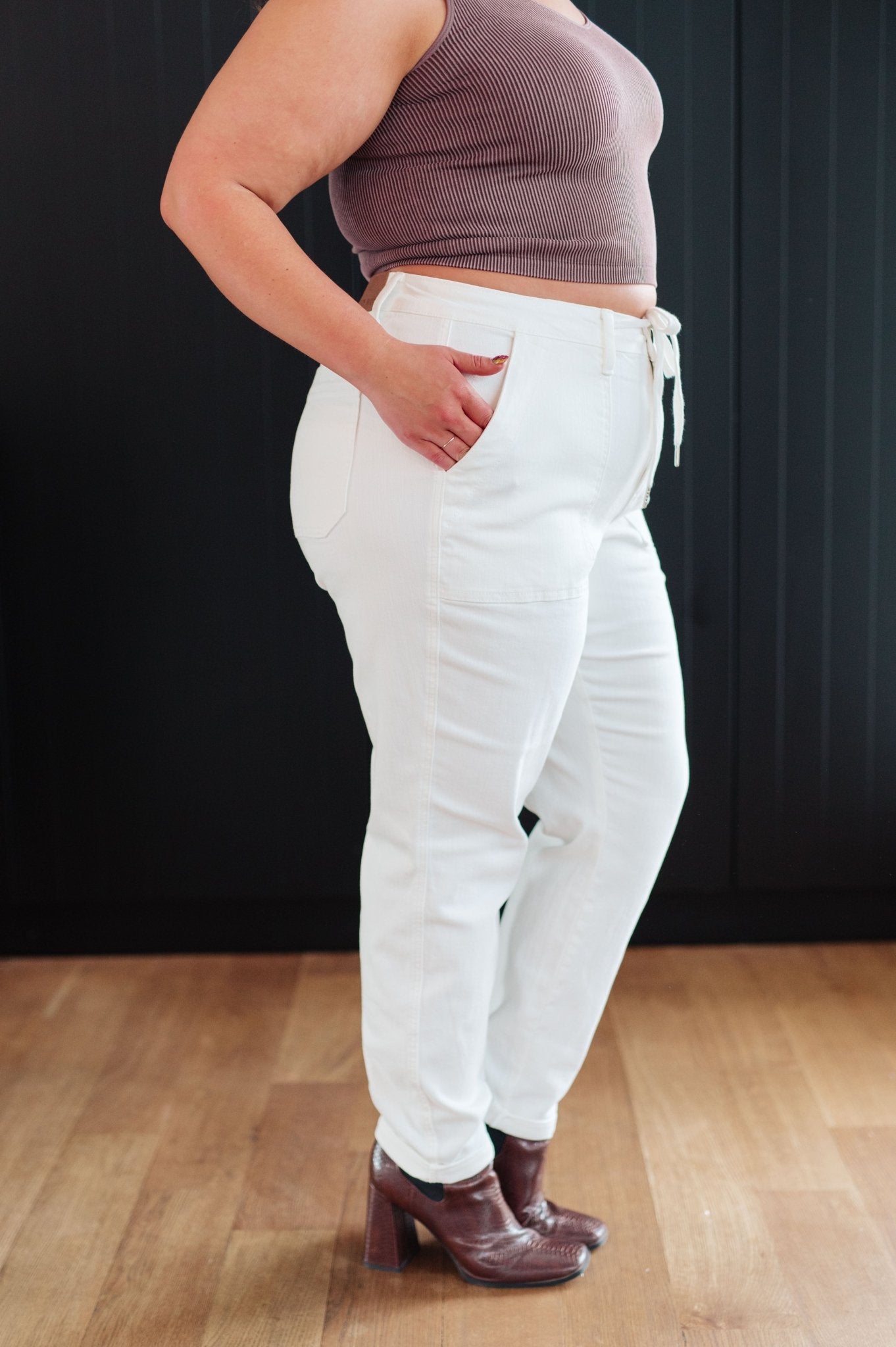 Charlene High Rise Jogger in Ecru - Loving God