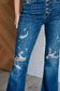 Gabriella Mid Rise Distressed Button Fly Flare Jeans - Loving God