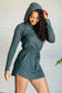 Getting Out Long Sleeve Hoodie Romper in Smoked Spruce - Loving God