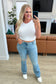 Isla Mid Rise Distressed Released Hem Bootcut Jeans - Loving God