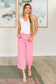 Lisa High Rise Control Top Wide Leg Crop Jeans in Pink - Loving God