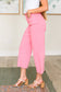 Lisa High Rise Control Top Wide Leg Crop Jeans in Pink - Loving God