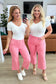 Lisa High Rise Control Top Wide Leg Crop Jeans in Pink - Loving God