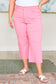 Lisa High Rise Control Top Wide Leg Crop Jeans in Pink - Loving God