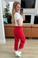 Lisa High Rise Control Top Wide Leg Crop Jeans in Red - Loving God
