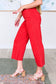 Lisa High Rise Control Top Wide Leg Crop Jeans in Red - Loving God