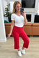 Lisa High Rise Control Top Wide Leg Crop Jeans in Red - Loving God