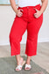 Lisa High Rise Control Top Wide Leg Crop Jeans in Red - Loving God