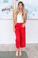 Lisa High Rise Control Top Wide Leg Crop Jeans in Red - Loving God