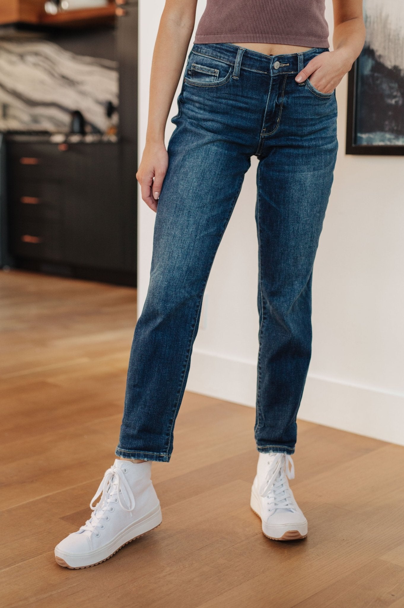 London Midrise Cuffed Boyfriend Jeans - Loving God