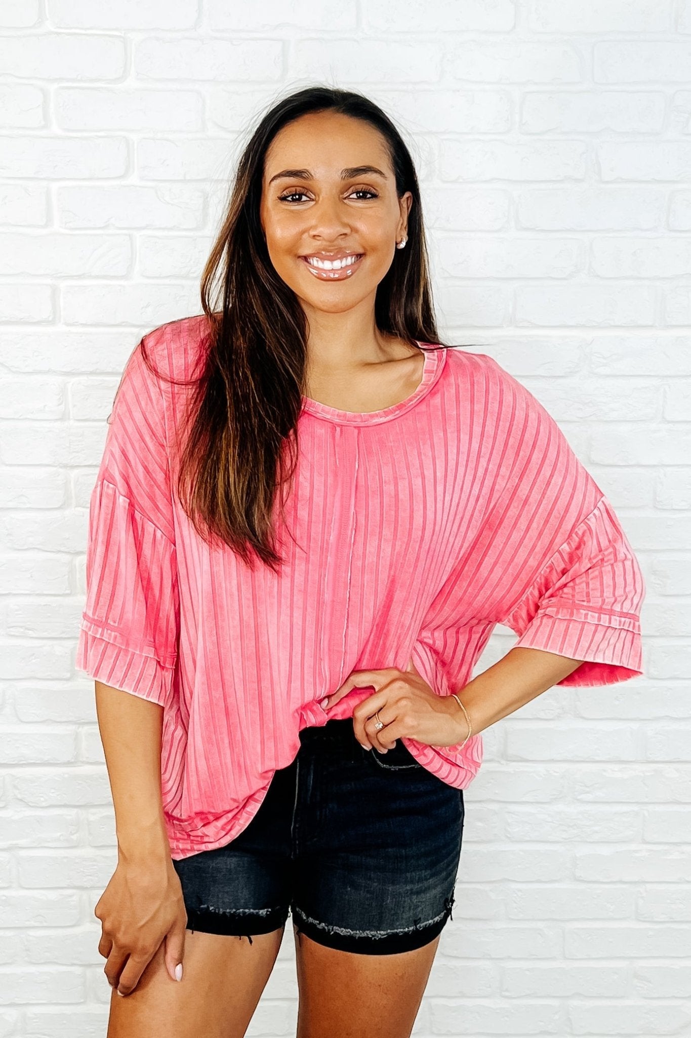 Loosely Speaking Oversized Basic Top in Fuchsia - Loving God