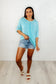 Loosely Speaking Oversized Basic Top in Turquoise - Loving God