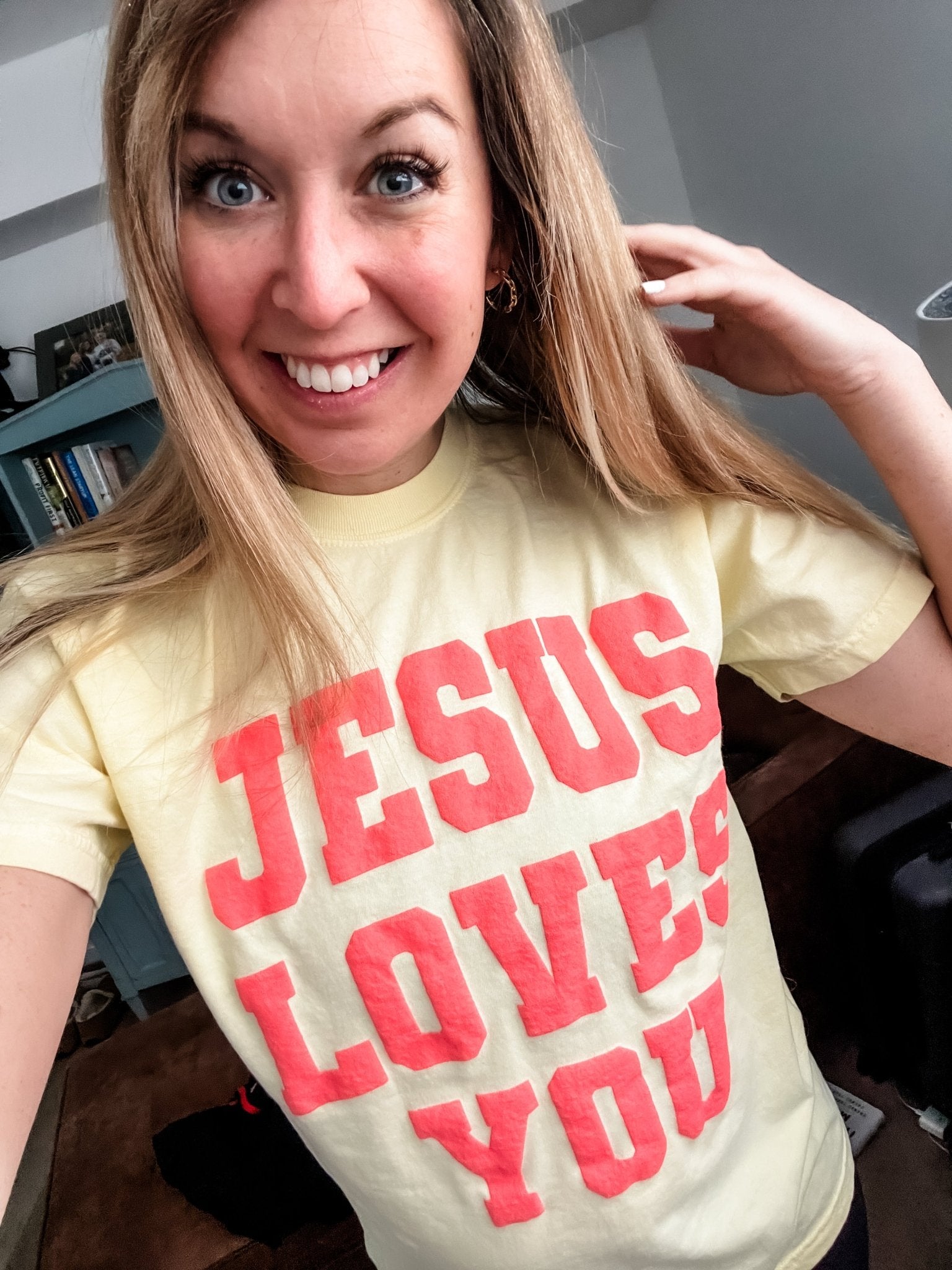 Loving God | Jesus Loves You Comfort Colors Christian Tee Oversized Garment Dyed Womenswear - Loving God