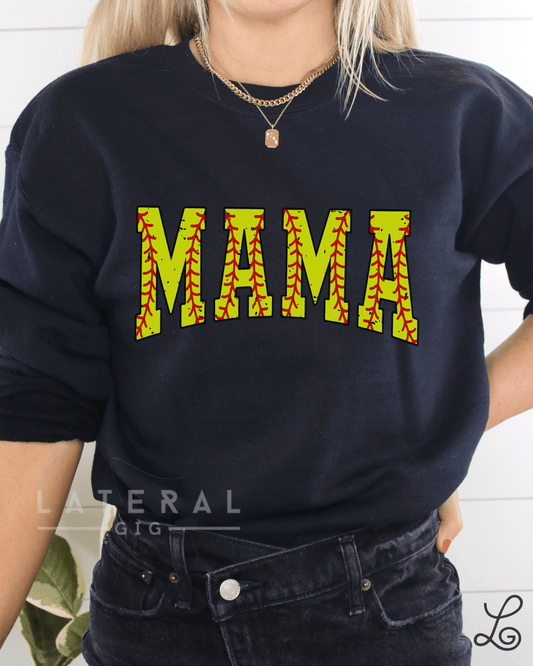Mama Softball Graphic Crewneck Sweatshirt - Loving God