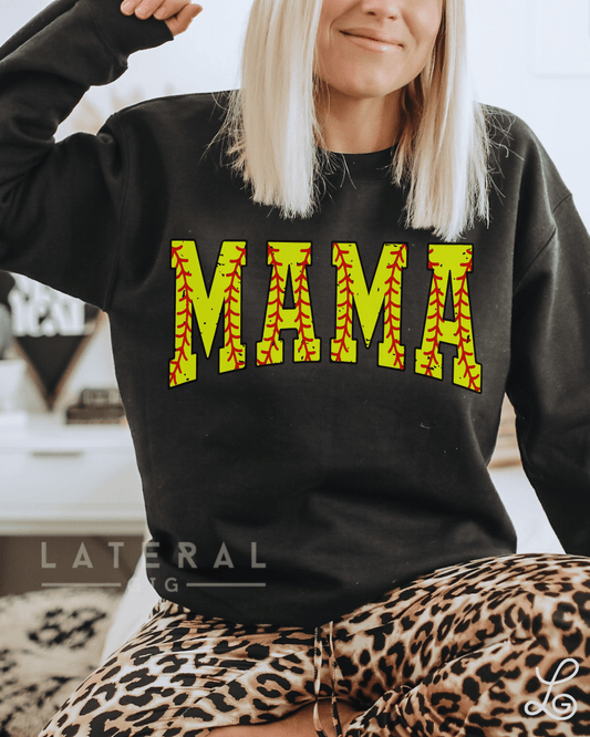 Mama Softball Graphic Crewneck Sweatshirt - Loving God