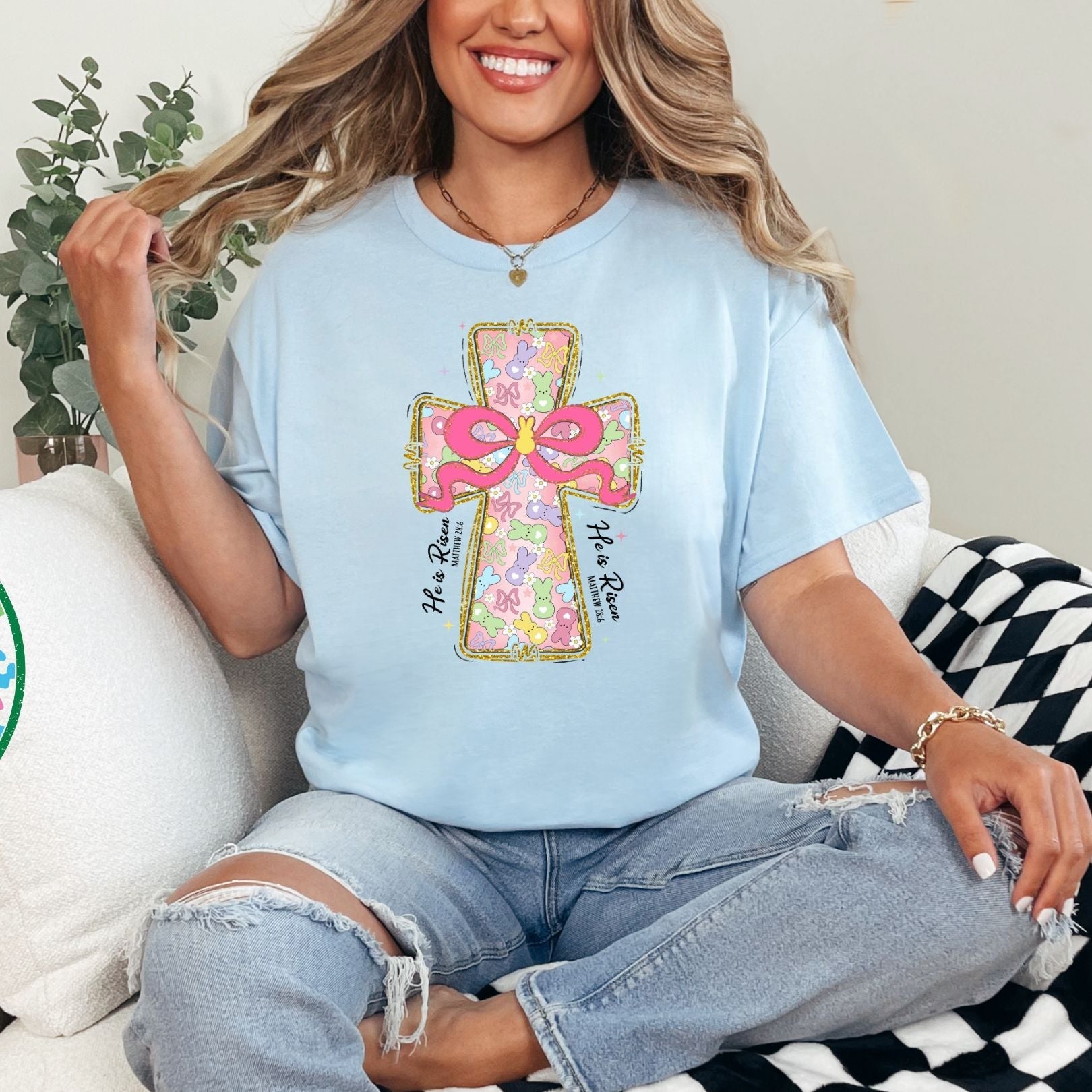 Peeps and Bows Cross Graphic Tee - Loving God