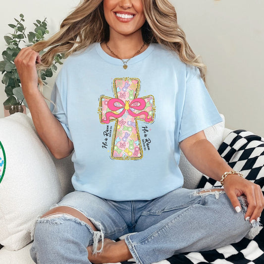 Peeps and Bows Cross Graphic Tee - Loving God