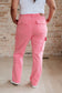 Peggy High Rise Cargo Straight Jeans in Pink - Loving God