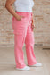 Peggy High Rise Cargo Straight Jeans in Pink - Loving God