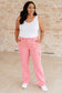 Peggy High Rise Cargo Straight Jeans in Pink - Loving God