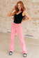 Peggy High Rise Cargo Straight Jeans in Pink - Loving God