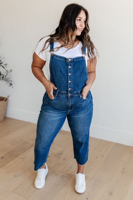 Priscilla High Rise Crop Wide Leg Denim Overalls - Loving God