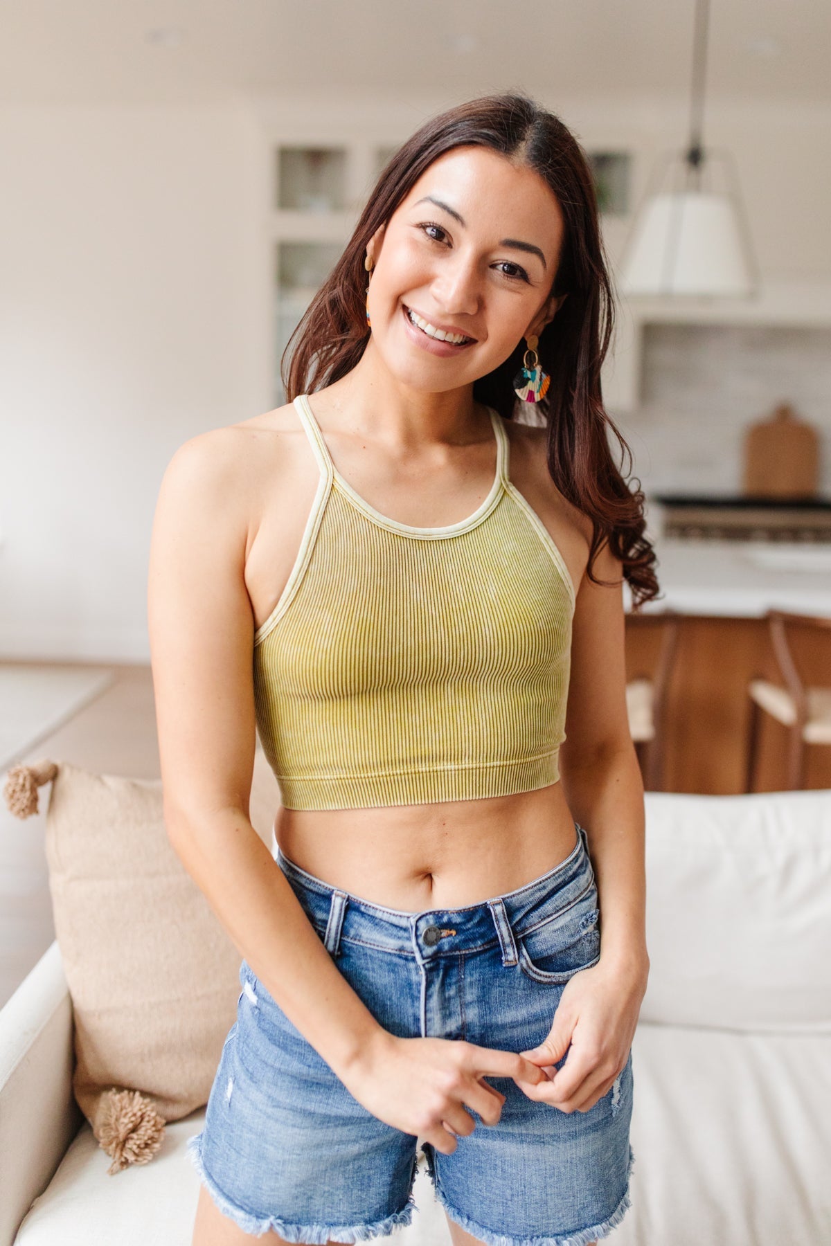 Rendezvous Crop Tank In Mustard - Loving God