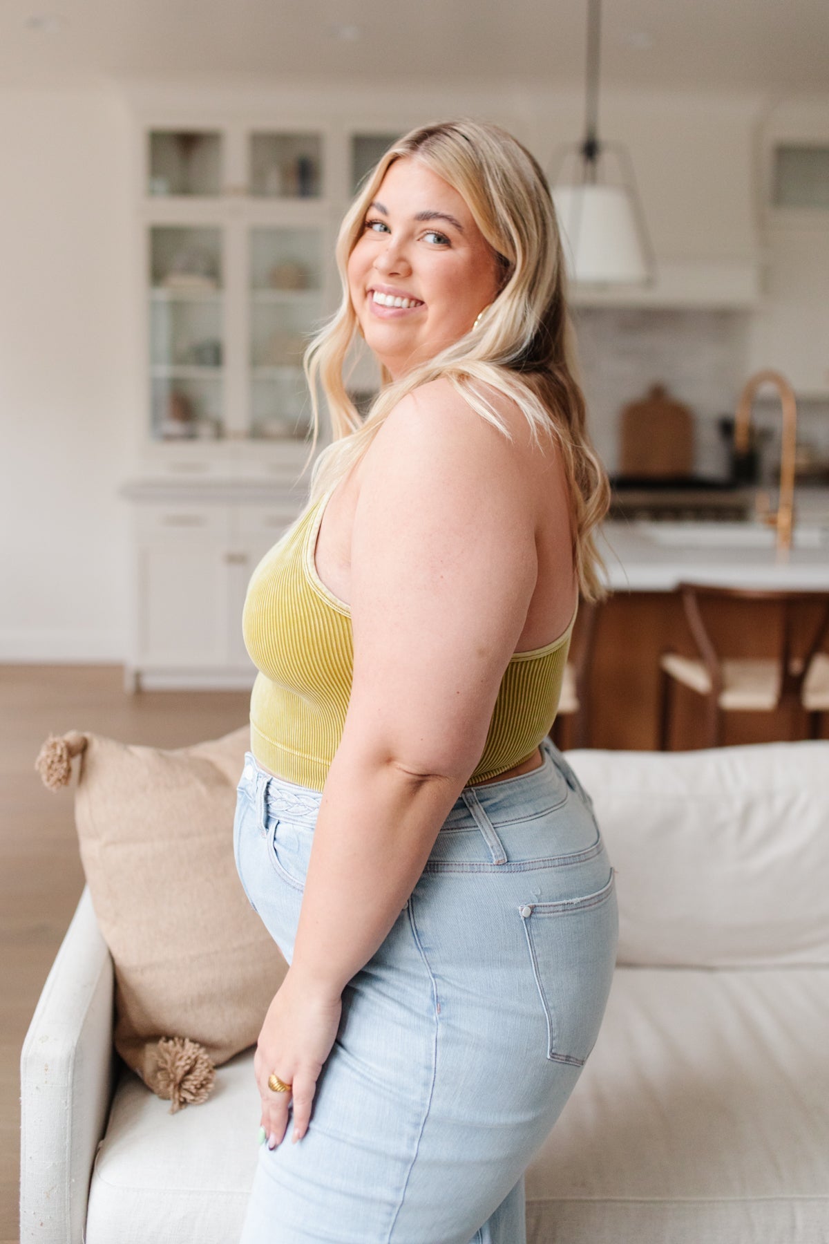 Rendezvous Crop Tank In Mustard - Loving God