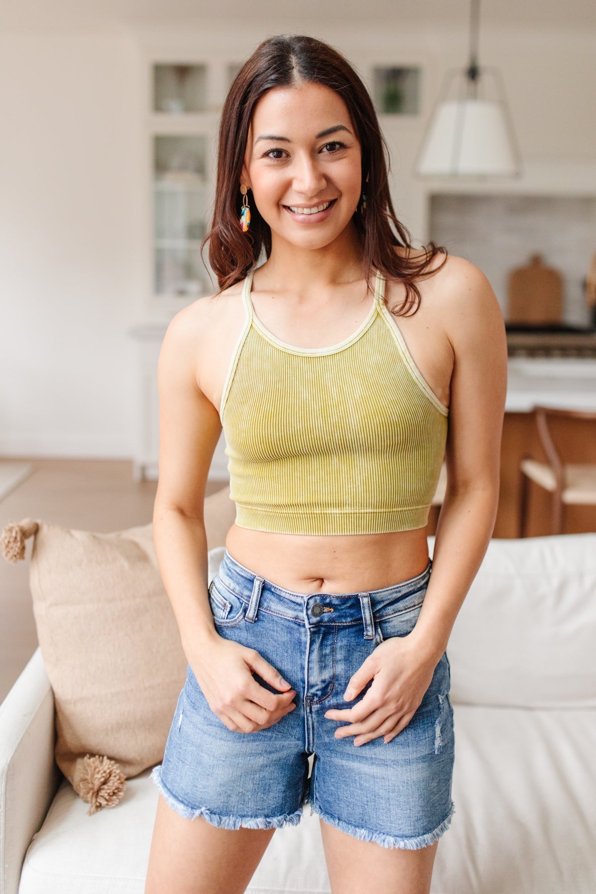 Rendezvous Crop Tank In Mustard - Loving God