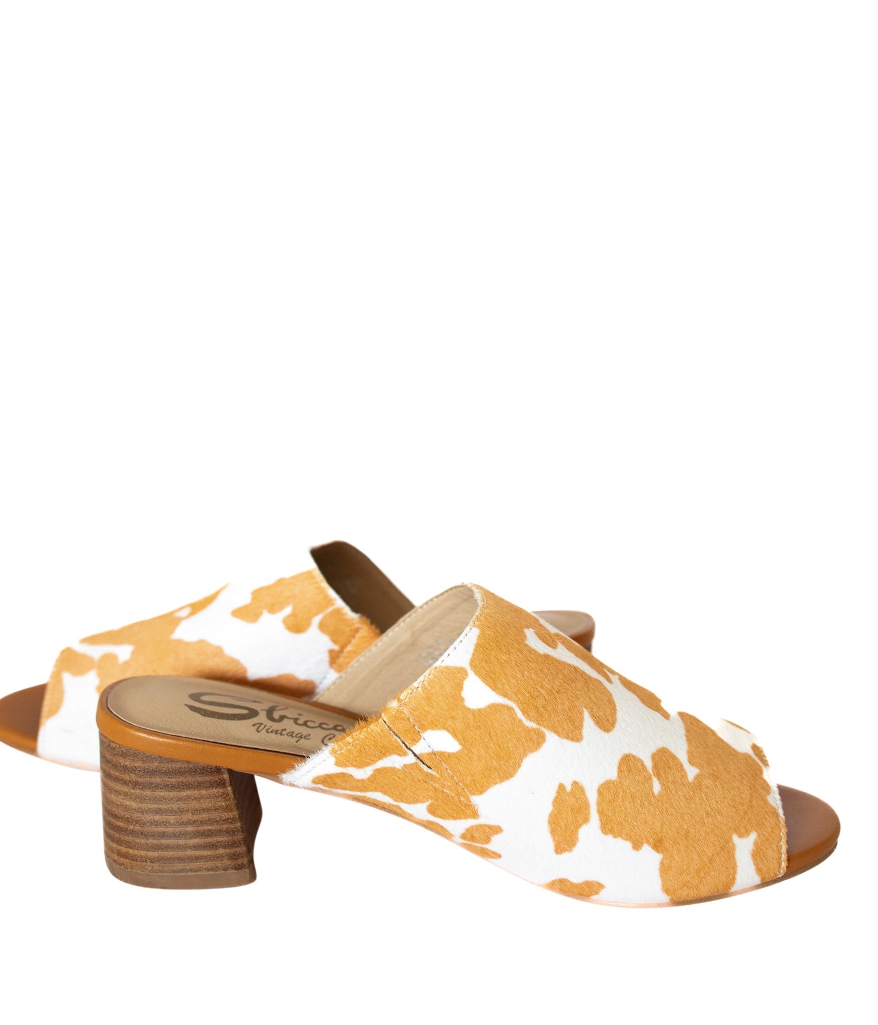 Richwood Peeptoe Tan and White Cowhide Slide - Loving God