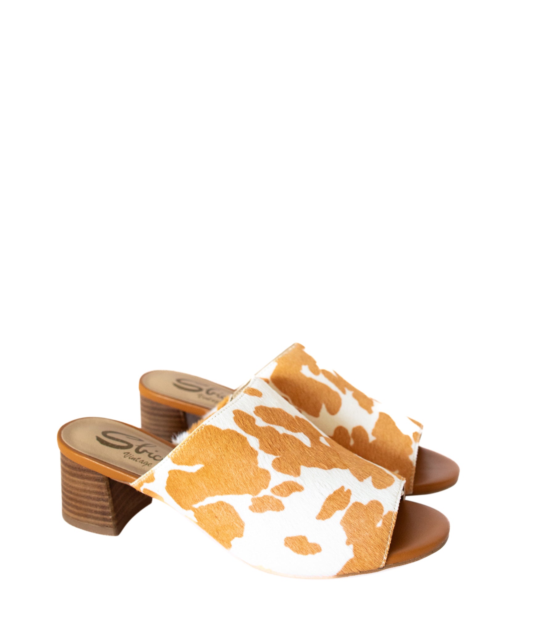 Richwood Peeptoe Tan and White Cowhide Slide - Loving God