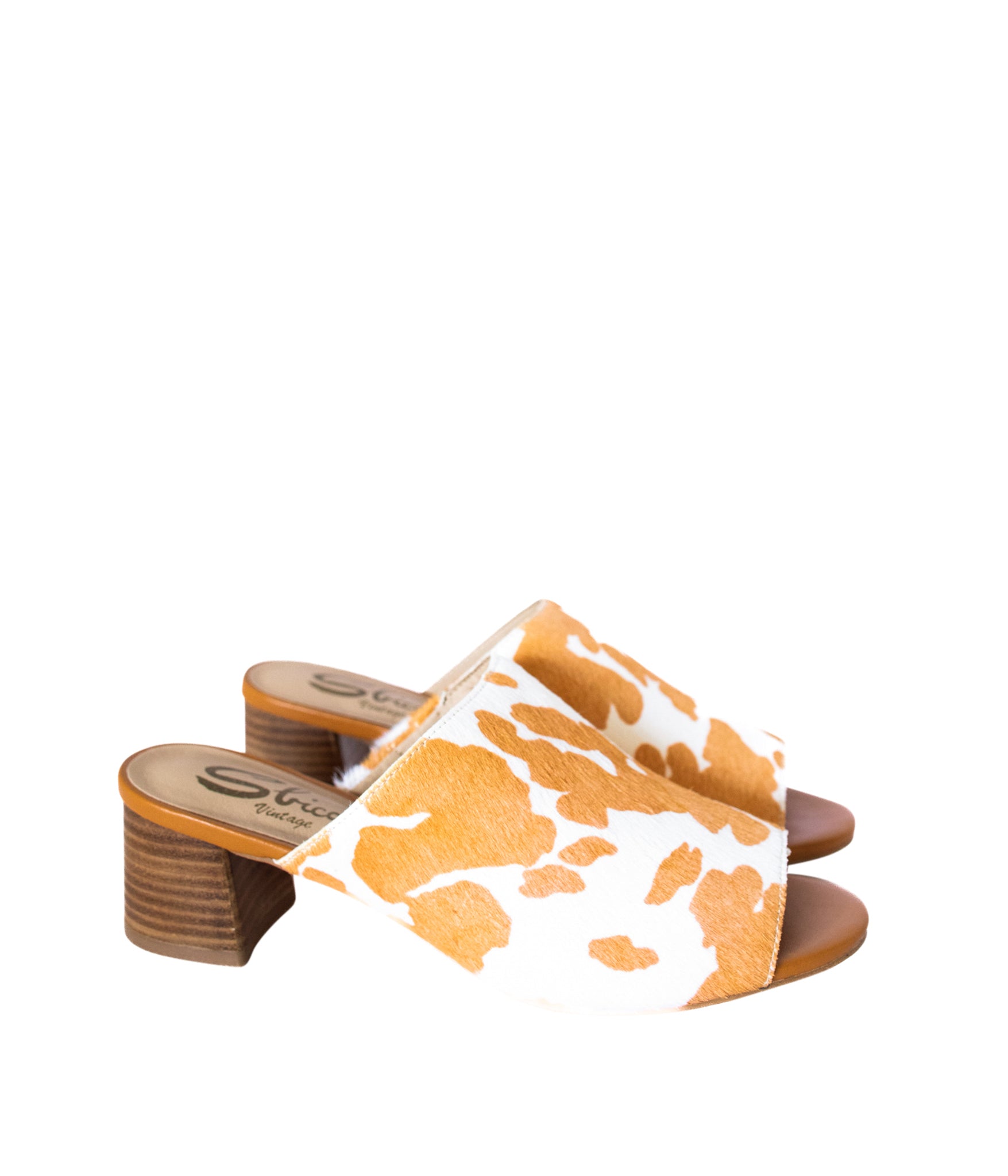 Richwood Peeptoe Tan and White Cowhide Slide - Loving God