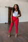 Ruby High Rise Control Top Garment Dyed Skinny Jeans in Red - Loving God
