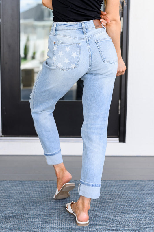 Sam Mid Rise Star Pocket Boyfriend Jeans - Loving God