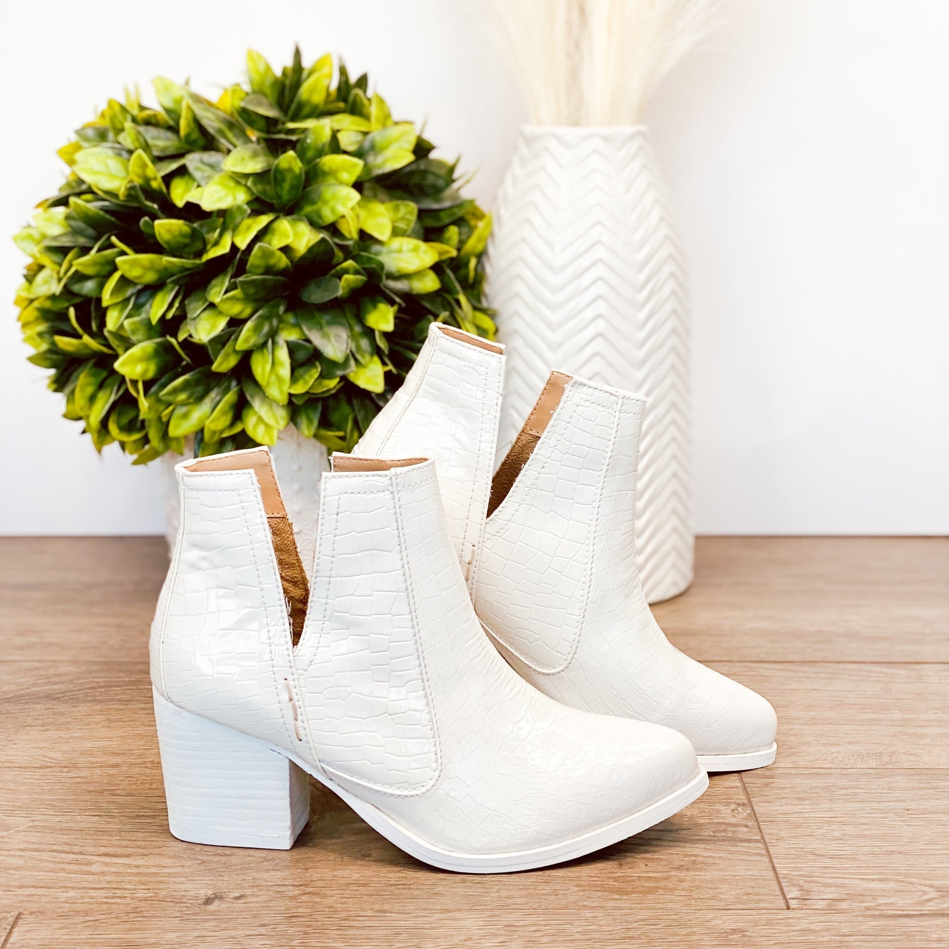 Tarim Bootie in White Croc - Loving God