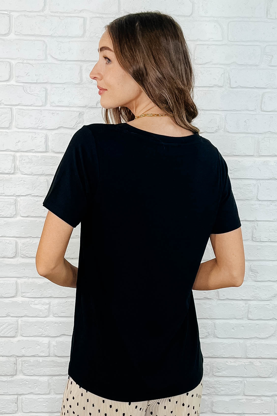 The Every Outfit Basic V - Neck Top in Black - Loving God