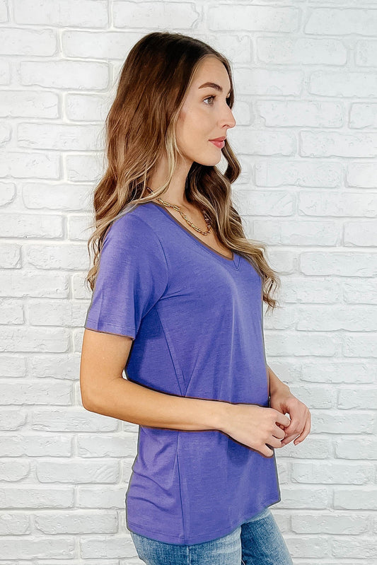 The Every Outfit Basic V - Neck Top in Marlin - Loving God