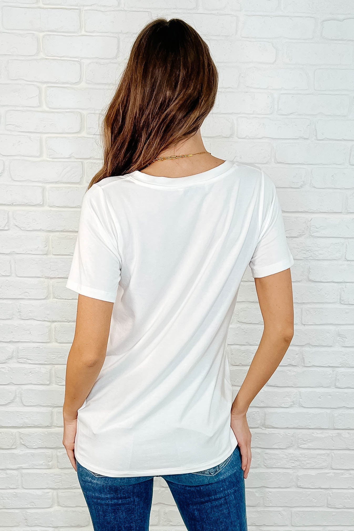 The Every Outfit Basic V - Neck Top in Off White - Loving God