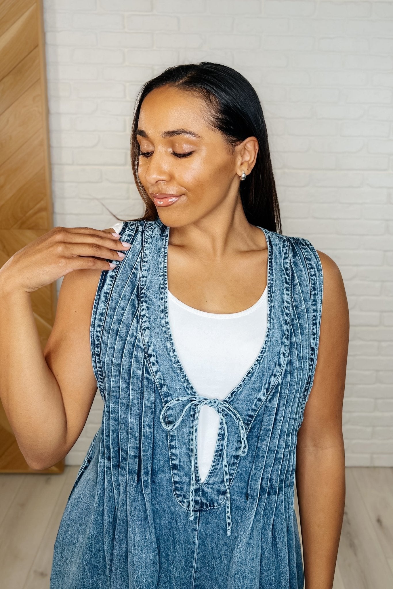 Too Cool For Fools Wide Leg Jumpsuit in Denim - Loving God