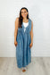 Too Cool For Fools Wide Leg Jumpsuit in Denim - Loving God