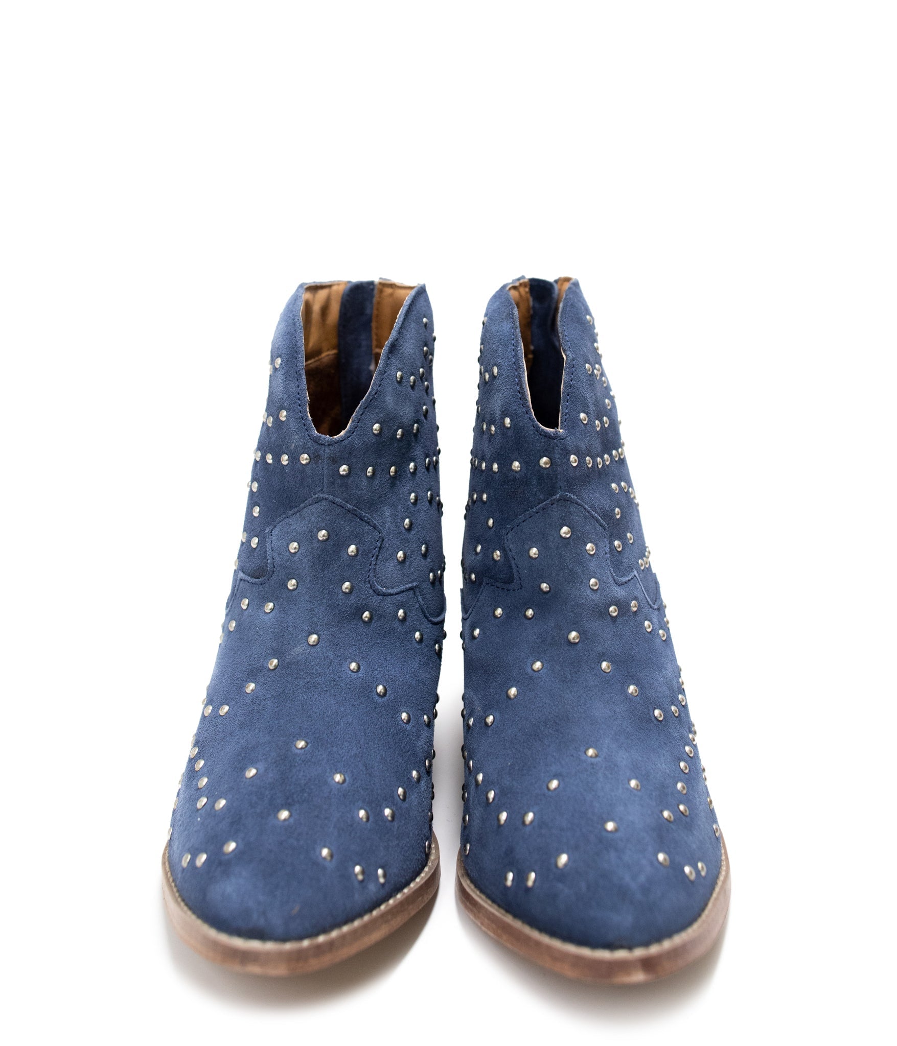 Twilight Studded Heeled Ankle Boot in Denim - Loving God