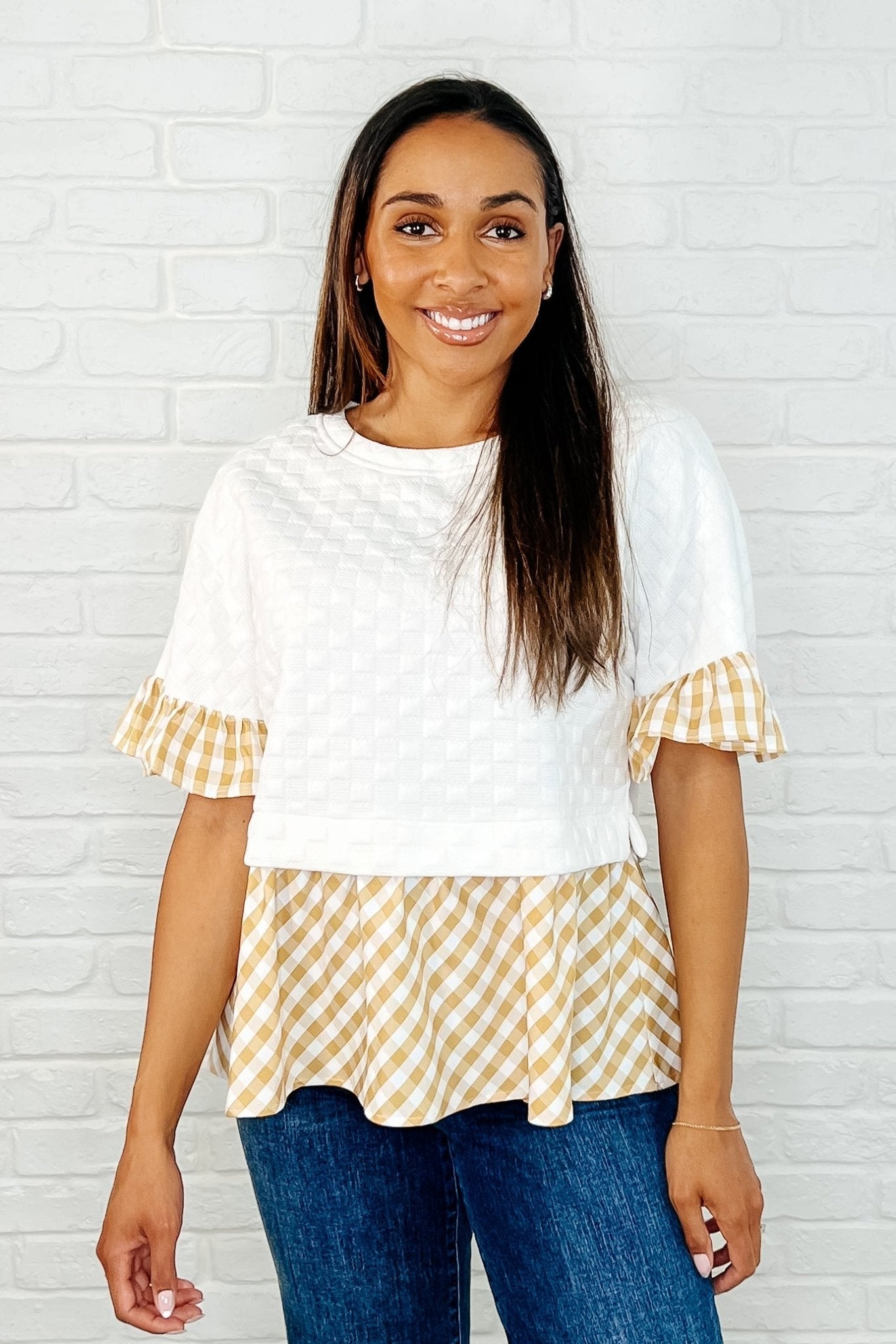 Welcome Me Home Gingham Print Top - Loving God