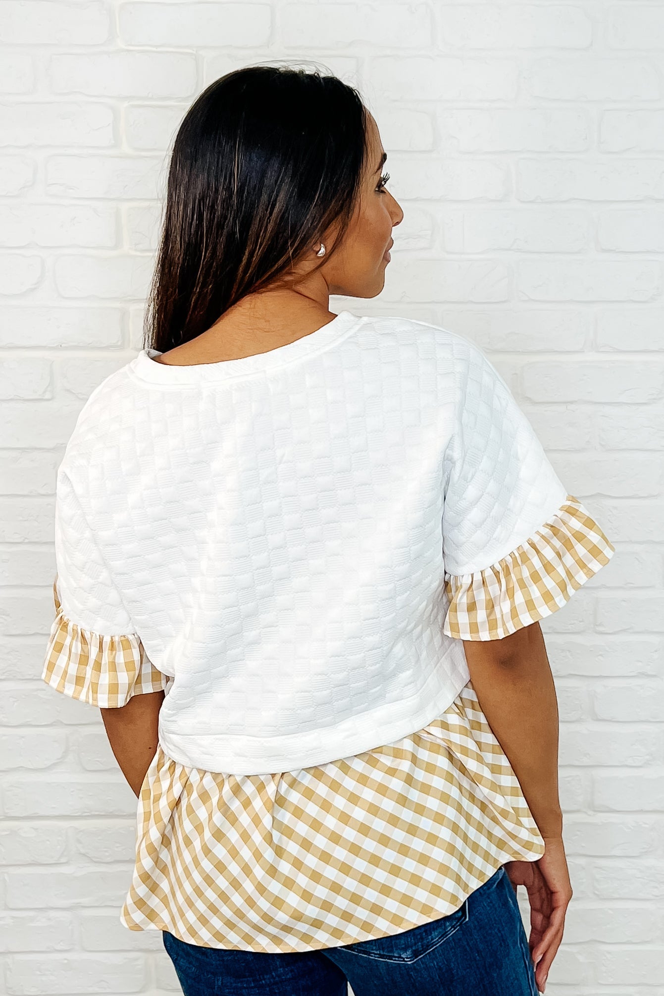 Welcome Me Home Gingham Print Top - Loving God