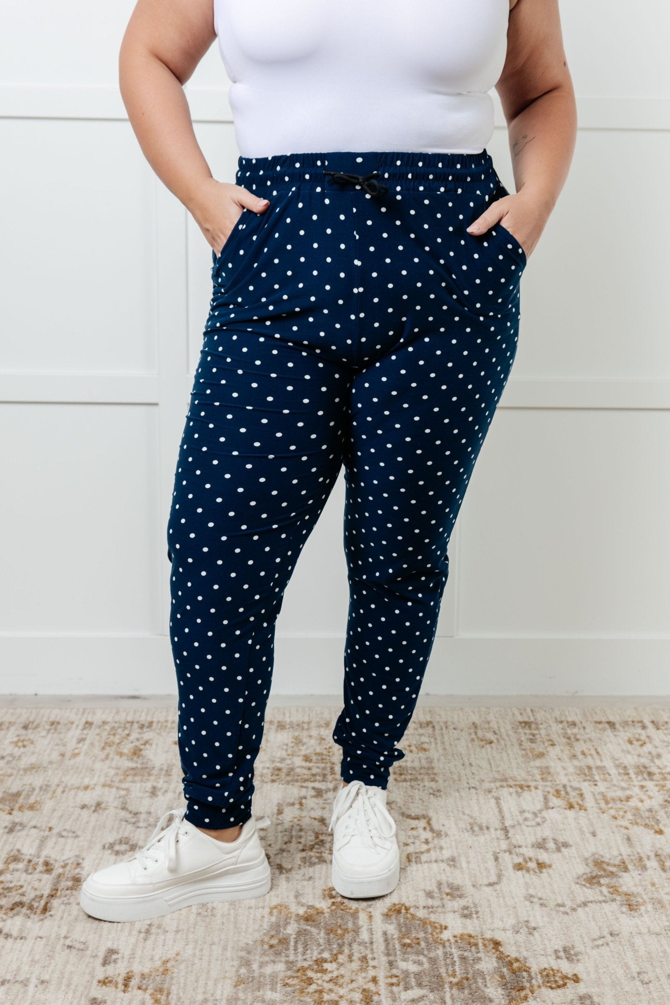 Your New Favorite Joggers in White Polka Dot - Loving God