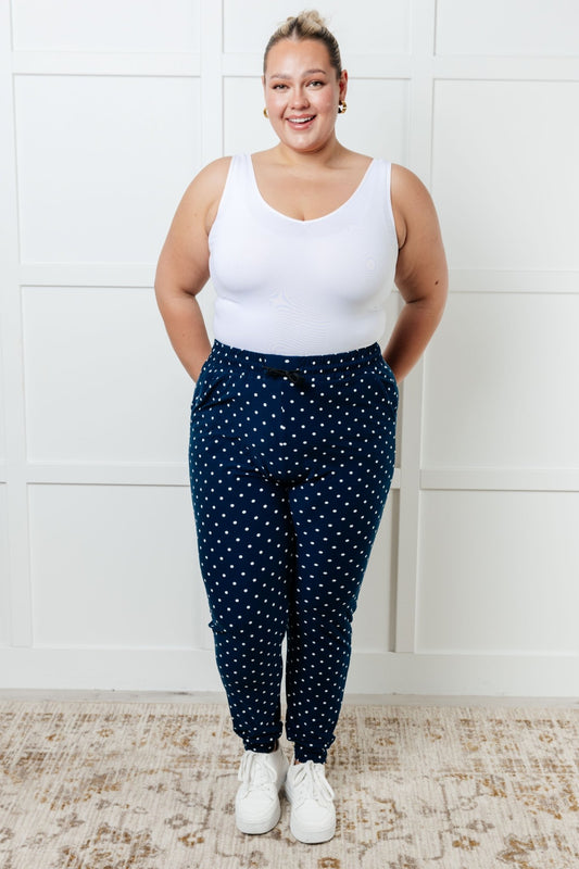 Your New Favorite Joggers in White Polka Dot - Loving God